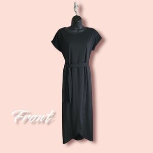 Very Flattering belted black maxi